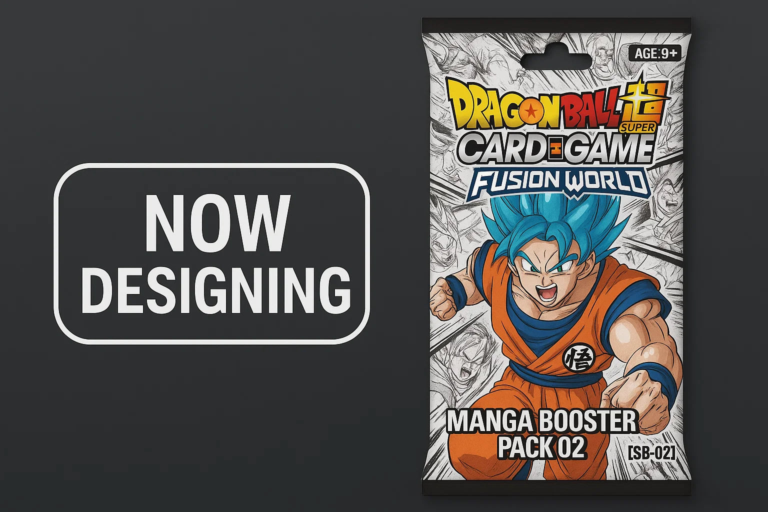 Dragon Ball  Fusion World Card Game  Manga Bosster 02 SB02 booster pack with character illustration on a dark background