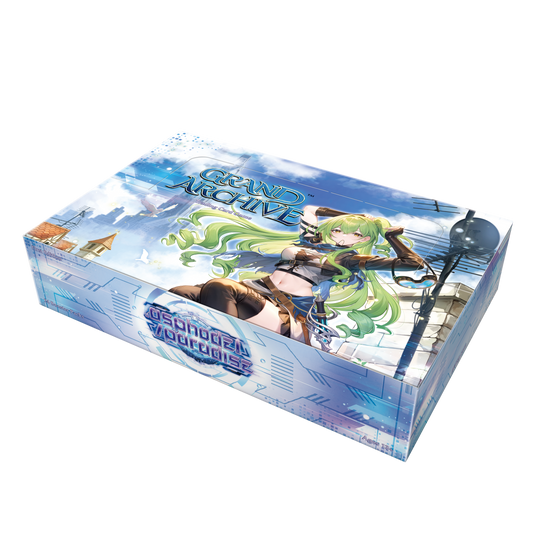 Card game box with character illustration on a white background