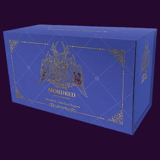 Blue box with gold detailing featuring a deer emblem and text