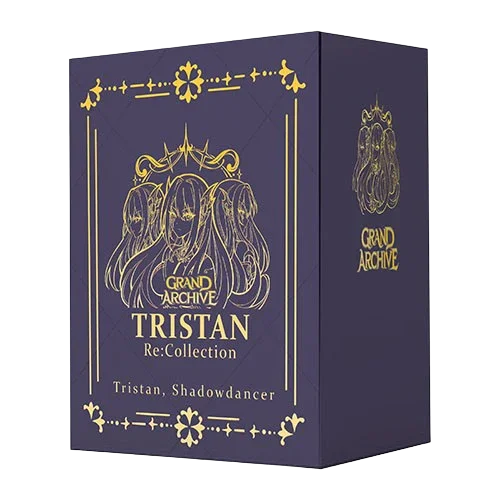 Blue box with gold text and design, featuring 'Grand Archive Tristan Re:Collection' on a white background.