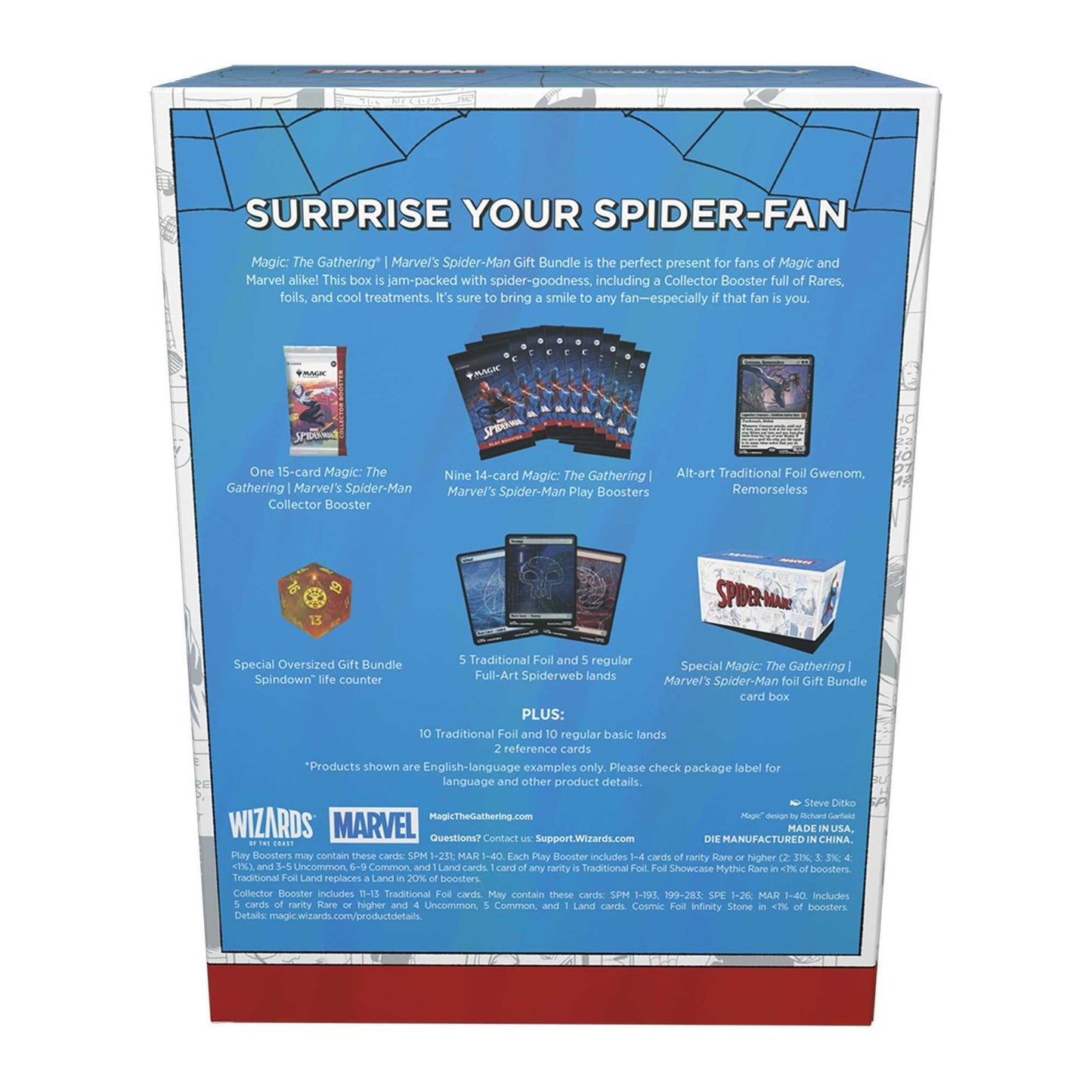 Product packaging with blue and red design, featuring text and images of cards.