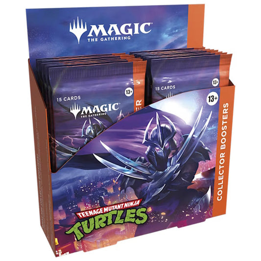 Collection of 'Magic: The Gathering' trading card packs featuring Teenage Mutant Ninja Turtles theme.
