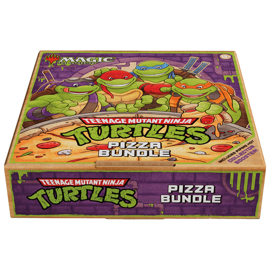 Teenage Mutant Ninja Turtles pizza bundle box with turtles on a pizza