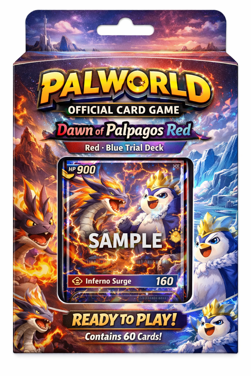 Palworld card game packaging with dragon illustration and colorful design
