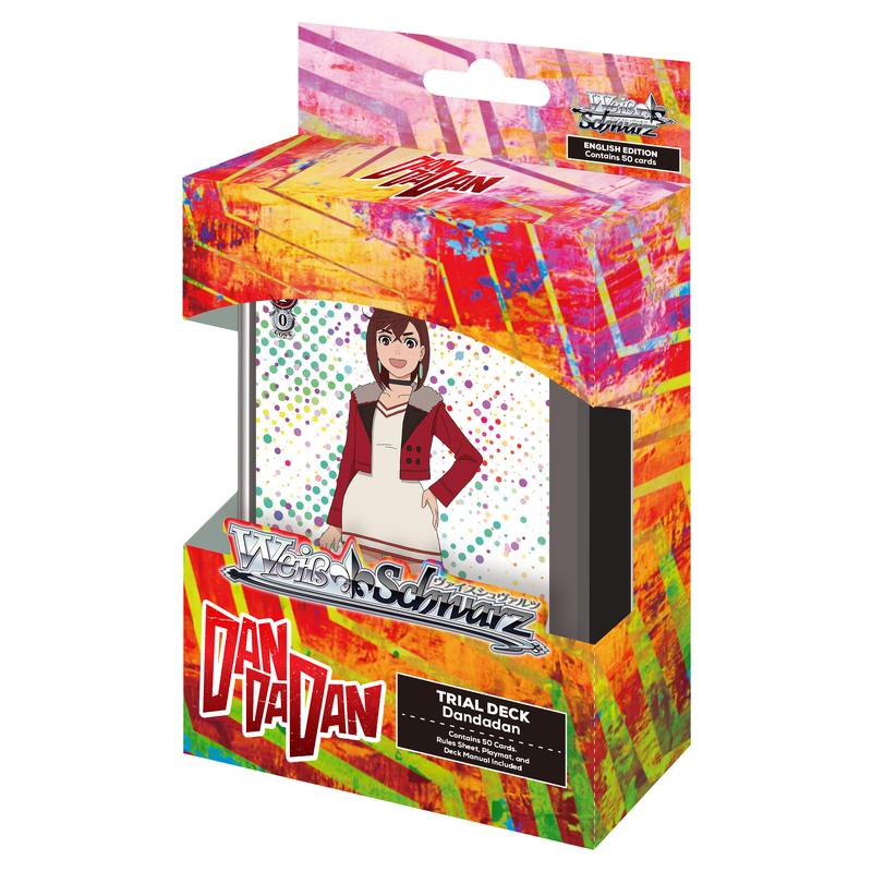 Colorful packaging of a 'Dan dan Dan' trading card game deck with character illustration.