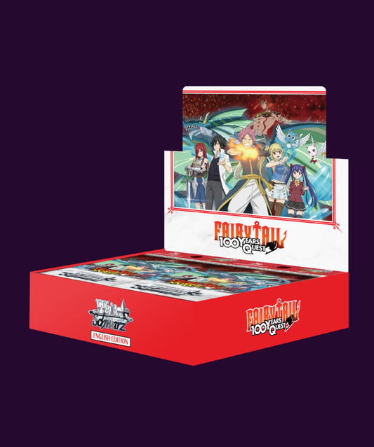 Sealed Weiss Schwarz Fairy Tail 100 Years Quest Booster Box in original retail packaging containing 12 booster packs.