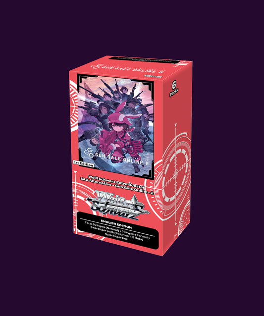 Sealed Weiss Schwarz Gun Gale Online Extra Booster in original retail packaging containing 6 booster packs.