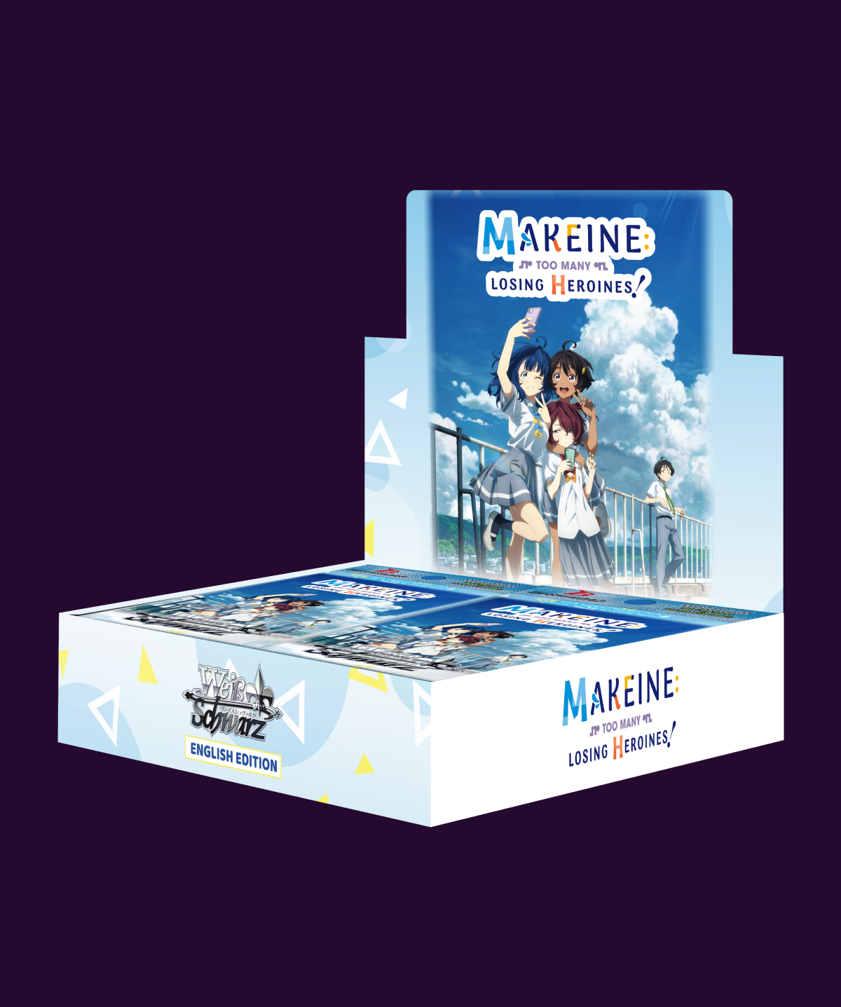 Sealed Weiss Schwarz Makeine: Too Many Losing Heroines! Booster Box in original retail packaging containing 12 booster packs.