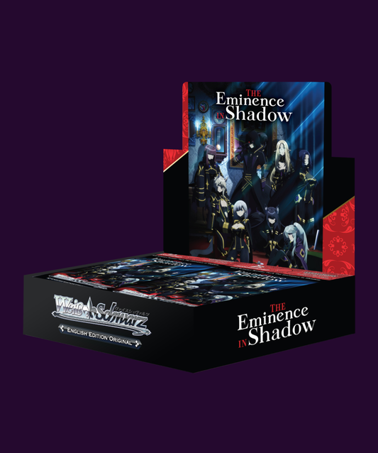 Sealed Weiss Schwarz The Eminence in Shadow Booster Box in original retail packaging containing 12 booster packs.