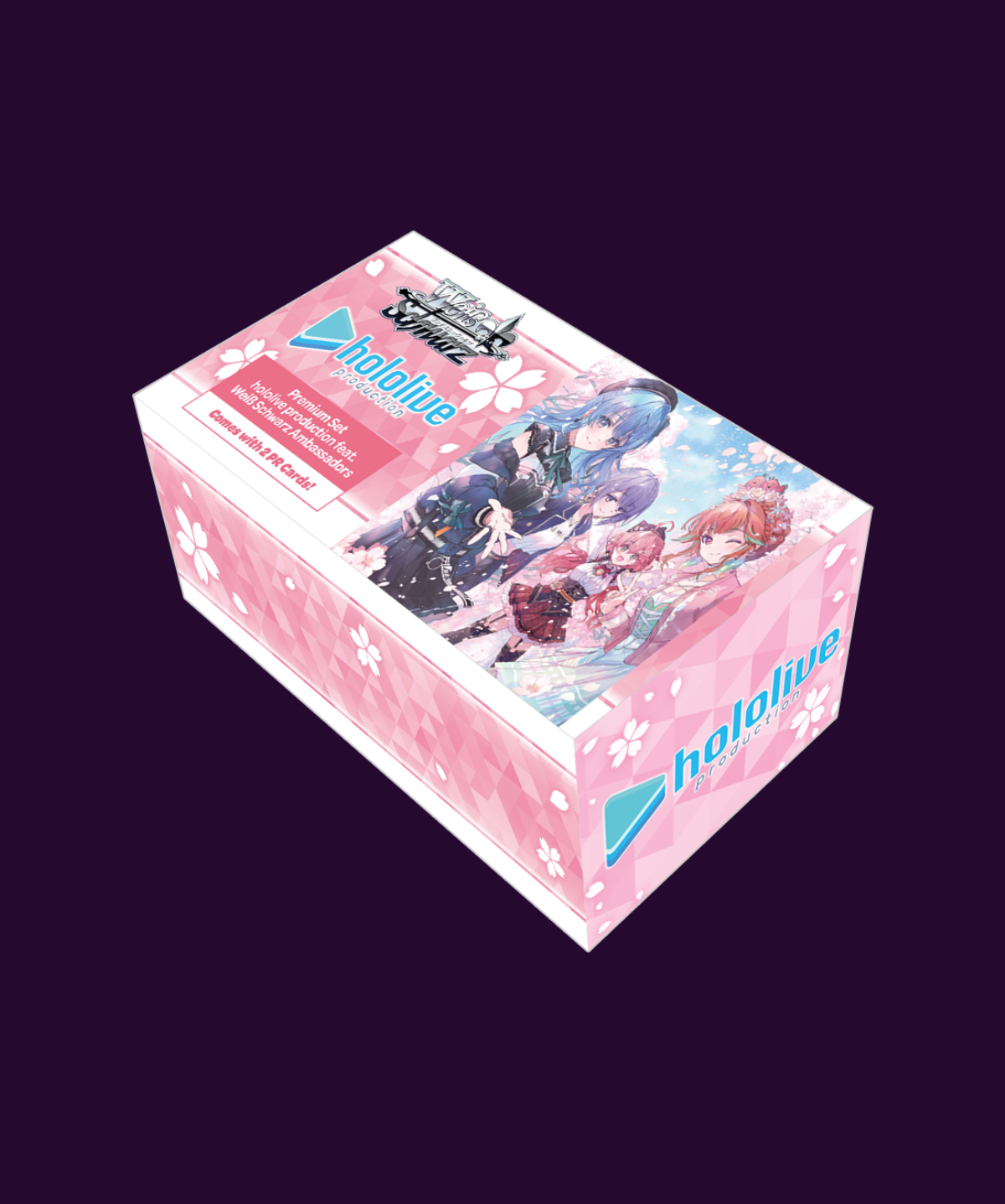 Sealed Weiss Schwarz Premium Set hololive production feat. Weiss Schwarz Ambassadors in original retail packaging with official trading card game accessories.