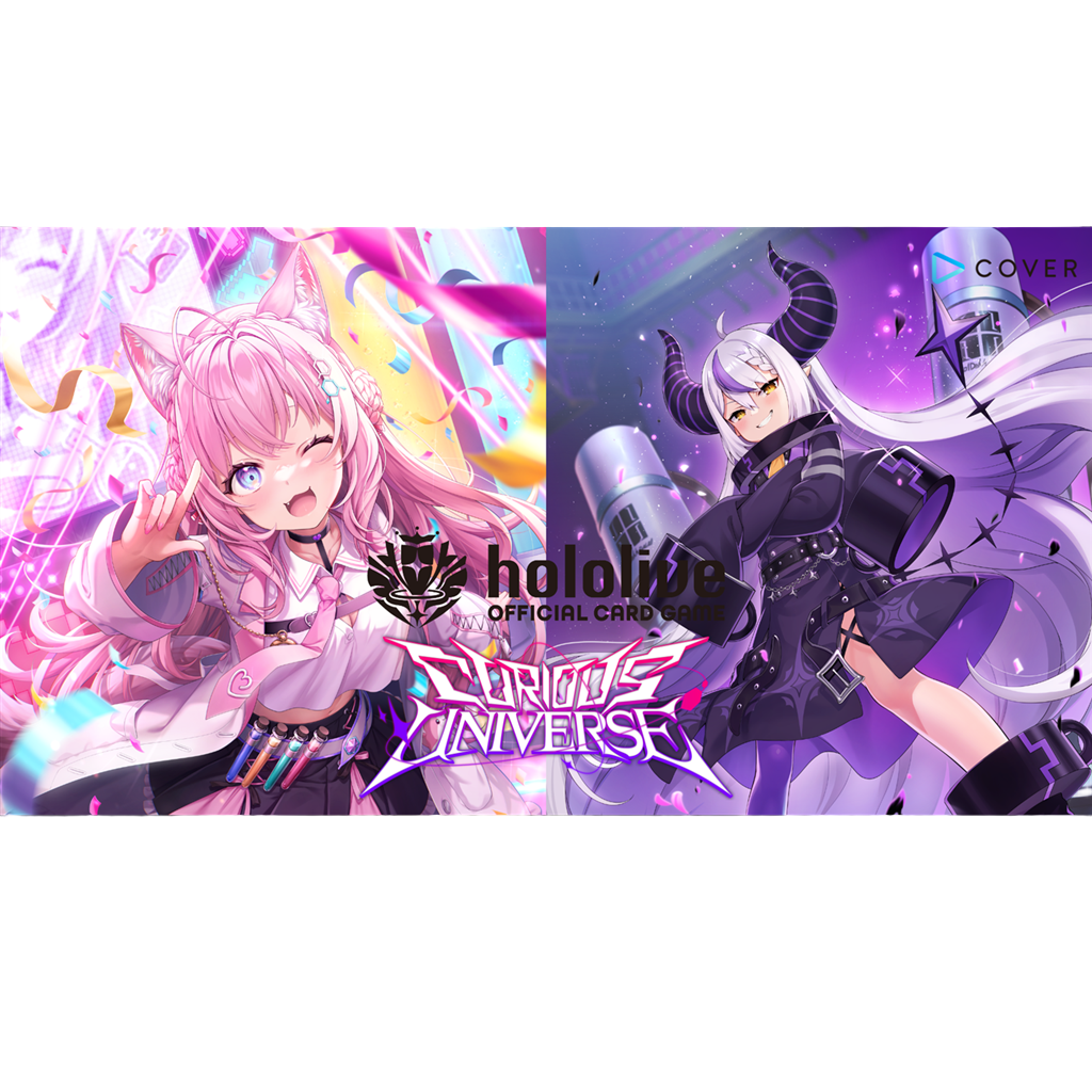 Two animated characters with Hololive branding on a white background