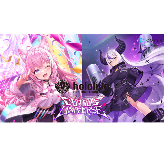 Two animated characters with Hololive branding on a white background