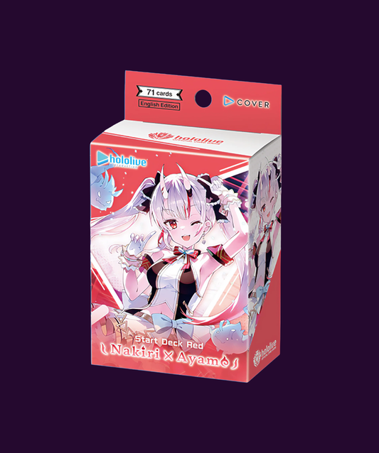 Sealed hololive OFFICIAL CARD GAME Nakiri Ayame Starter Deck in original retail packaging with a ready-to-play deck.