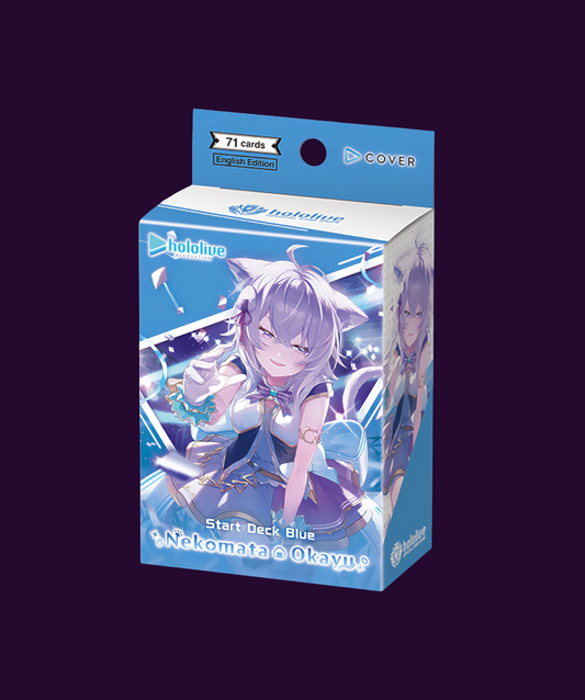 Sealed hololive OFFICIAL CARD GAME Nekomata Okayu Starter Deck in original retail packaging with a ready-to-play deck.
